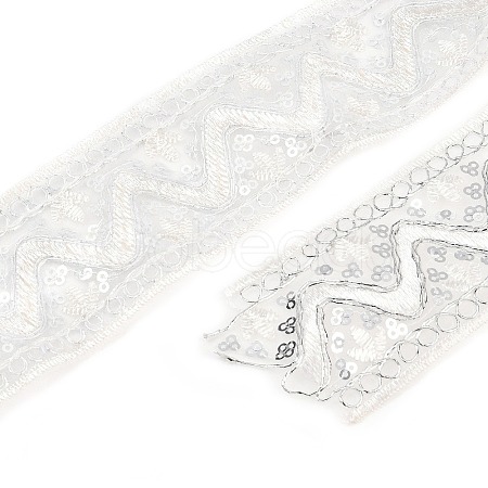 10 Yards Polyester Embroidery Lace Ribbon with Paillette PW-WG94215-04-1