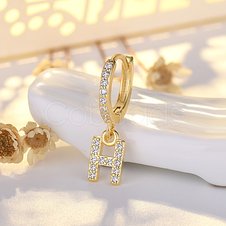 Brass Micro Pave Clear Cubic Zirconia Hoop Earrings WGE85EC-09-1