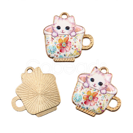 Light Gold Plated Alloy Enamel Pendants PW-WG9221B-09-1