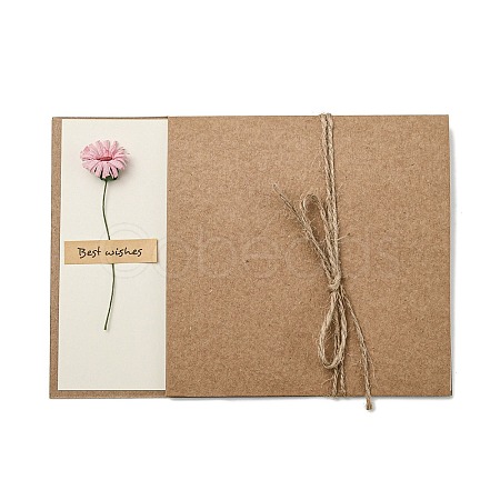 Dried Daisy Paper Thank You Greeting Cards AJEW-K043-01C-1