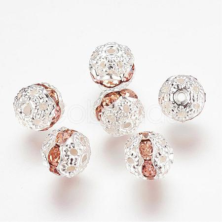 Brass Rhinestone Beads RB-A011-8mm-25S-1