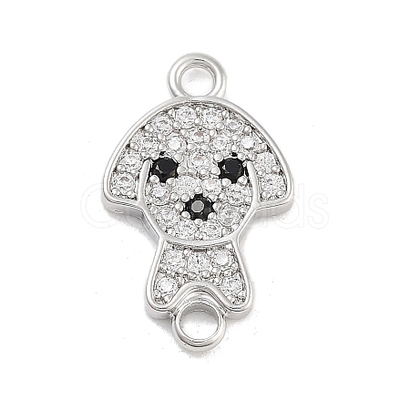 Brass Pave Clear & Black Cubic Zirconia Pet Puppy Connector Charms KK-Z061-01P-02-1
