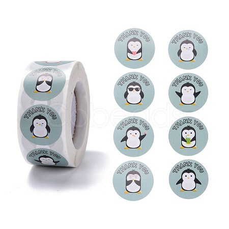 Flat Round Paper Thank You Stickers DIY-C042-12B-1