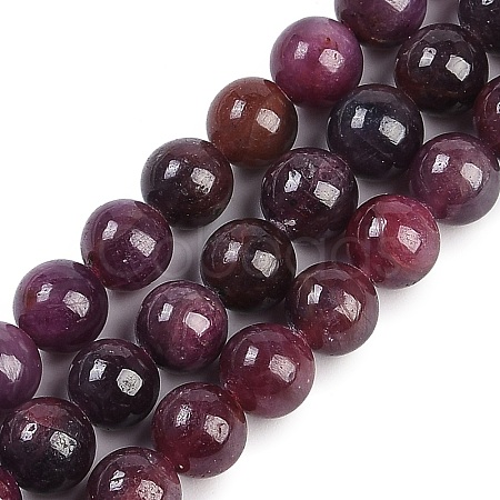 Natural Gemstone Ruby Round Beads Strands G-O017-6.5mm-06-1