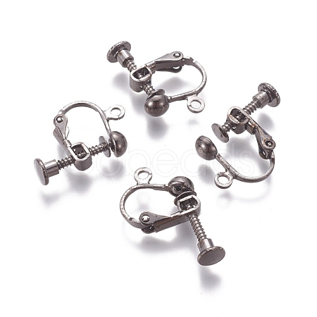 Rack Plated Brass Screw Clip-on Earring Findings KK-P169-04B-1