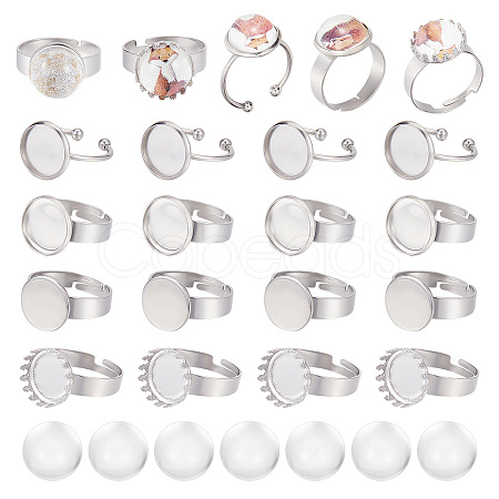 DIY Blank Half Round Dome Finger Ring Making Kit DIY-SC0021-13-1