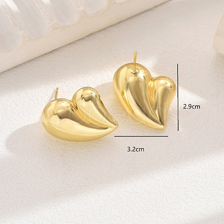 Classic Brass Heart Stud Earrings HN2468-1-1