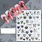 Butterfly Paper Nail Art Stickers, Self-Adhesive Nail Design Art, for Nail Toenails Tips Decorations, Gold, 9.2x7.3cm