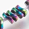 Electroplated Non-magnetic Synthetic Hematite Bead Strand, Wavy Disc, Multi-color Plated, 4x1.5mm, Hole: 0.8mm, about 394pcs/strand, 15.7 inch(40cm)