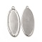 Non-Tarnish 304 Stainless Steel Pendant Cabochons Settings, Oval, Stainless Steel Color, Tray: 26x10mm, 30.5x12x2mm, Hole: 1.5mm