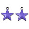 201 Stainless Steel Enamel Charms, Star, Stainless Steel Color, Medium Slate Blue, 14.5x12.5x2mm, Hole: 1.5mm