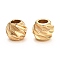 Brass Corrugated Beads, Long-Lasting Plated, Round, Real 18K Gold Plated, 4.5x4mm, Hole: 1.8mm