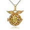 Golden Tone Brass Hollow Round Cage Pendants, with No Hole Spray Painted Brass Ball Beads, Dark Khaki, 26x26x19mm, Hole: 3x8mm