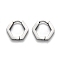 Tarnish Resistant 304 Stainless Steel Hexagon Huggie Hoop Earrings, Stainless Steel Color, 12.5x14.5x3mm, Pin: 1mm