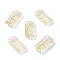 Embossed Glass Rhinestone Pendants, Rectangle, Faceted, Paradise Shine, 14x7x4.2mm, Hole: 1.5mm