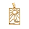 304 Stainless Steel Pendants, Laser Cut, Rectangle with Sun & Sea Wave Charm, Real 18K Gold Plated, 26x15x1mm, Hole: 6x3mm