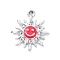 Alloy Enamel Pendants, with Crystal Rhinestone, Smiling Sun Charms, Platinum, Crimson, 22.5x19.5x2.5mm, Hole: 2mm