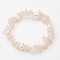 Gemstone Chip Stretch Bracelets, with Grade B Potato Freshwater Pearl Beads, Rose Quartz, 55mm