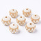 Unfinished Natural Wood European Beads, Large Hole Beads, for DIY Painting Craft, Laser Engraved Pattern, Round with Petal Pattern, Antique White, 20x18mm, Hole: 4mm