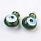 Handmade Lampwork Perfume Bottle Pendants, Essential Oil Bottle, Evil Eye, Green, 29.5~30mm, Hole: 5~5.5mm, Bottle Capacity: 0.5~1ml(0.017~0.03 fl. oz)