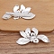 Alloy Alligator Hair Clips Findings, Round Bead & Enamel Settings, with Iron Clips, Orchid Flower, Silver, 55x29mm, Fit for 5mm Beads