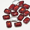 Pointed Back Glass Rhinestone Cabochons, Faceted, Rectangle Octagon, Light Siam, 14x10x4mm