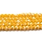 Opaque Solid Color Electroplate Glass Beads Strands, Pearl Luster Plated, Faceted, Bicone, Gold, 4x4mm, Hole: 0.8mm, about 82~85pcs/strand, 30.5~31cm