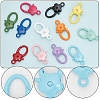 12Pcs 12 Colors Spary Painted Zinc Alloy Flower Lobster Claw Clasps PALLOY-WR0001-10-3