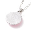 Glass Flat Round Pendant Necklace with Brass Chain NJEW-A003-01E-3