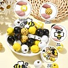 Bees Themed Printed Wood Beads Sets WOOD-YW0001-21-3