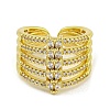 Brass Micro Pave Cubic Zirconia Cuff Rings for Women RJEW-E294-04G-03-2