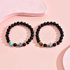 2Pcs 2 Style Natural & Synthetic Mixed Gemstone Beaded Stretch Bracelets Set JZ9288-1-3