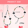 2Pcs Colorful Beads Plastic Pearl Heart Beaded Chain Moblie Straps AJEW-AR0001-61-2