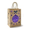 Christmas Theme Blue Printed Kraft Paper Tote Bags with Handles ABAG-B006-04A-2
