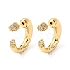 Brass Micro Pave Cubic Zirconia C-Shaped Stud Earrings EJEW-B153-05G-4