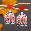 1Pair Leopard Print Heart Mother Sports Acrylic Dangle Stud Earrings EJEW-FS0001-22D-5