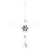 Glass Flower Hanging Suncatchers HJEW-P018-E01-1