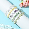 5Pcs 5 Styles Natural Green Aventurine & Quartz Crystal & Prehnite & Citrine & Fluorite Chips Beaded Stretch Bracelet Sets BJEW-JB10872-3