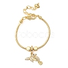 Sea Horse Brass Micro Pave Clear Cubic Zirconia Charm Bracelets BJEW-H640-05B-G-4