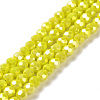Faceted Round Full Rainbow Plated Electroplate Glass Beads Strands EGLA-J130-FR05-2