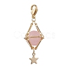 Natural Gemstone Brass Pendant Decorations HJEW-JM01817-6