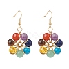 Natural & Synthetic Mixed Gemstones Flower Dangle Earrings and Pendant Necklace SJEW-JS01259-8