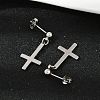 Christian Upside Down Cross 201 Stainless Steel Dangle Stud Earrings EJEW-P314-01A-P-2