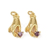 Brass Micro Pave Cubic Zirconia Pendants KK-C093-01B-G-1
