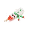 2Pcs 2 Colors Christmas Glass Seed Beaded Snowman Pendants PALLOY-MZ00940-5