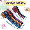 2Rolls 2 Styles Stripe Pattern Printed Polyester Grosgrain Ribbon OCOR-TA0001-37K-10