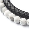 Natural Howlite Round Beads Multi-strand Bracelets BJEW-JB06571-04-6