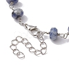 Natural Blue Spot Jasper Rondelle Beads Link Bracelets for Women BJEW-JB10262-03-4