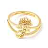 Clear Cubic Zirconia Initial Letter with Crown Adjustable Ring RJEW-M139-17F-2