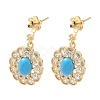 Brass Pave Cubic Zirconia Stud Earring Findings KK-C172-12G-1